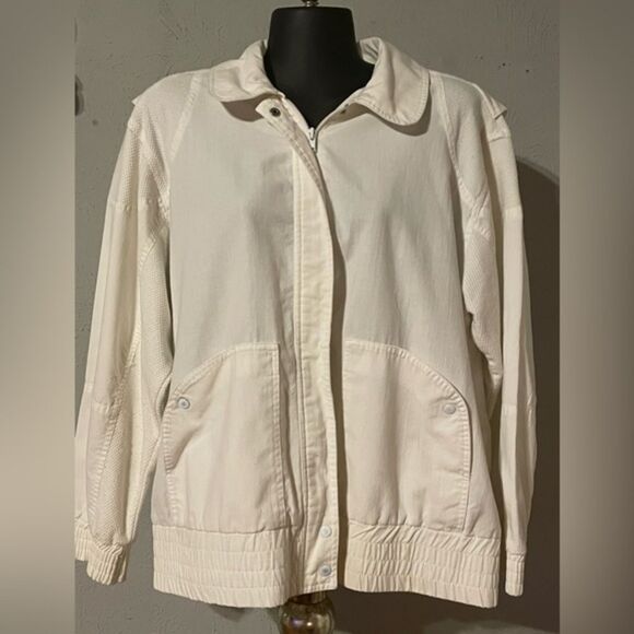 Vintage Retro 1980s Dawn lightweight white medium cotton blend canvas jacket - Picture 3 of 15